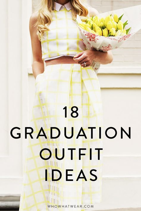 No matter what your style, look fashionable at your graduation Morning Graduation Outfit Guest, Graduation Party Outfits For Women, Outdoor Graduation Outfit Guest, Outfit For A Graduation Guest, Formal Outfits For Women Graduation, Smart Casual Graduation Outfit, Doctoral Graduation Dress, Outfits For Attending Graduation, Womens Graduation Outfit