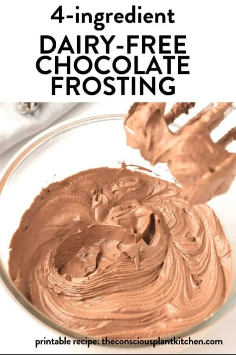 Vegan Chocolate Icing, Vegan Frosting Recipe, Chocolate Frosting Easy, Dairy Free Chocolate Frosting, Dairy Free Icing, Conscious Plant Kitchen, Frost A Cake, Chocolate Icing Recipes, Vegan Chocolate Frosting