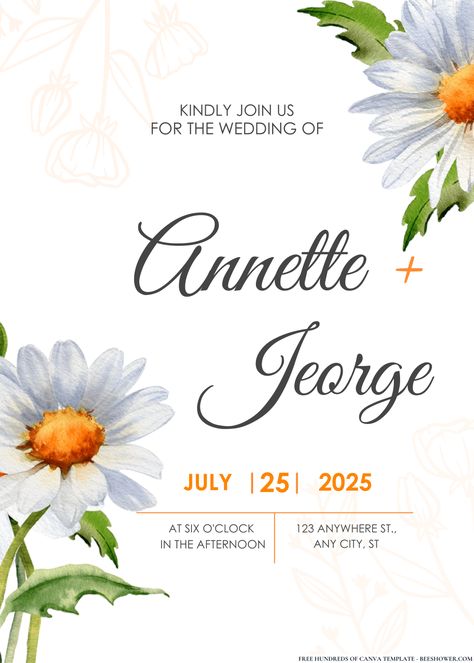 Free (Easily Edit PDF Invitation) Dainty Daisies Wedding Invitation Birthday Invitations Templates, Daisies Wedding, Daisy Invitations, Boho Wedding Invitation Template, Daisy Wedding, Wedding Invitations Boho, Invite Template, Shower Party, Wedding Invitation Templates