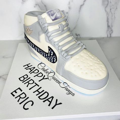 Cake Queen Tanya on Instagram: "👟 Kicks of the Day • Jordan 1s Cake • 🍰 Link in Bio to Book • • • • #Me #cakes #summer #selfie #food #chocolate #dessert #instacake #follow #fashion #instagood #satisfying #instagram #like4like #cakestagram #repost #tbt #love #art #summer #travel #diy #foodie #cute #happy #photography #instagood #photooftheday #instadaily #beautiful" Sneaker Theme Cake, Jordan 1 Cake, Jordan Cake Ideas, Michael Jordan Birthday, Jordan Birthday, Tall Vase Arrangements, Jordan Cake, Air Dior, 21st Ideas