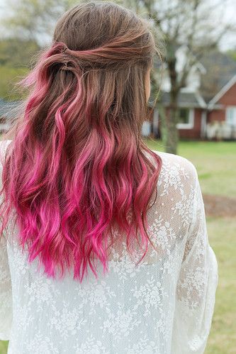 Brown Hair Pink Tips, Pink Hair Highlights, Highlights Pink, Pink Ombre Hair, Wake Ideas, Balayage Blond, Pink Hair Dye, Hair Dyed, Marley Hair