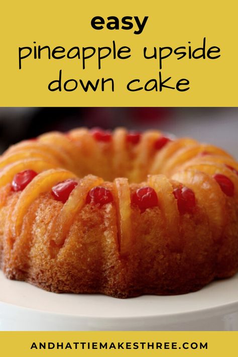 Pineapple Upside Down Bundt Cake Recipe, Easy Pineapple Upside Down Cake, Resep Oatmeal, Pineapple Upside Down Cake Recipe, Easy Bundt Cake Recipes, Upside Down Cake Recipe, Box Cake Recipes, Bundt Recipes, Easy Bundt Cake