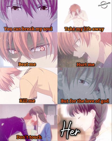 Fruits Basket Funny, Fruits Basket Kyo, Kyo And Tohru, Kyo Sohma, Fruits Basket Manga, Fruits Basket Anime, Rice Ball, Fruit Baskets, Anime Quotes Inspirational