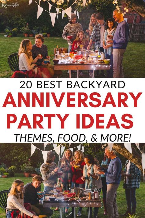 These backyard anniversary party ideas are a great way to celebrate, reflect on fond memories, and spend quality time with close friends! #anniversary #anniversaryparty #outdoorparty #backyardparty Backyard Anniversary Party Ideas, Backyard Anniversary Party, 9 Year Wedding Anniversary, Anniversary Party Ideas, Outdoor Party Games, Friend Anniversary, Lunch Party, Family Photo Ideas, Parents Anniversary