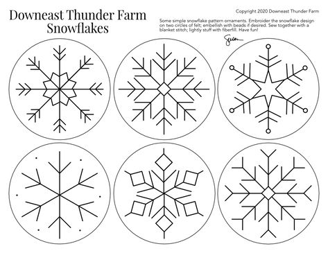 Diy Snowflake Christmas Ornaments, Embroidered Snowflake Ornament, Diy Embroidered Felt Ornaments, Snowflake Embroidery Ornament, Hand Embroidery Snow Flakes, Blank Christmas Ornament Template, Hand Embroidery Christmas Ornaments Free Pattern, Free Snowflake Embroidery Pattern, Snowflake Hand Embroidery