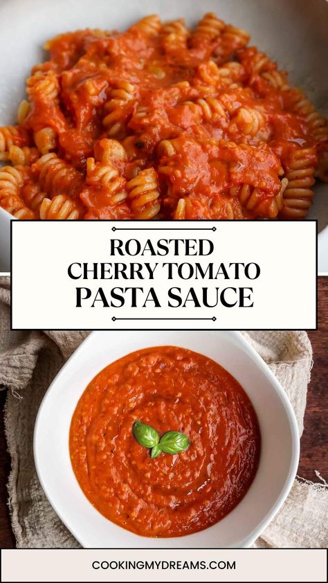 Roasted Cherry Tomato Pasta Sauce Roasted Cherry Tomato Pasta Sauce, Cherry Tomatoes Pasta Sauce, Pasta Sauce Using Cherry Tomatoes, Pasta And Cherry Tomato Recipes, Cherry Tomatoes Sauce, Recipes With Cherry Tomatoes, Cherry Tomatoes Recipes, Roasted Cherry Tomato Pasta, Roasted Cherry Tomato Sauce