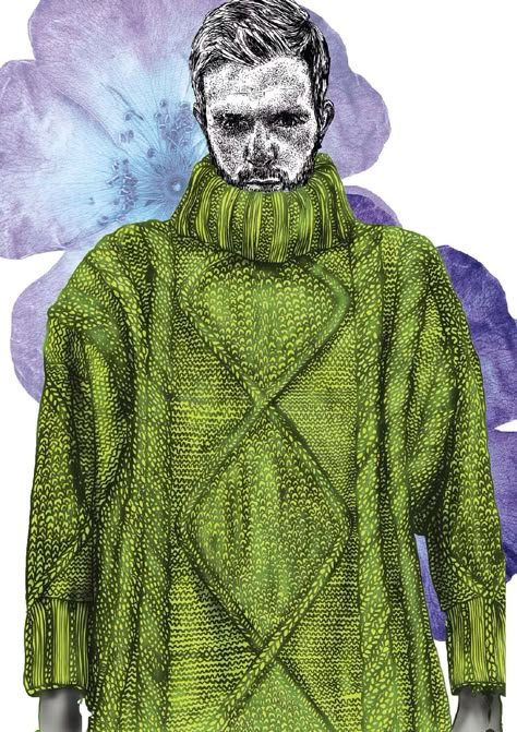 Knitted jumper illustration Knitwear Illustration, Knit Illustration, Heritage Menswear, Portfolio Background, Menswear Illustration, Men Illustration, Fashion Illustration Portfolio, Mens Knitwear, Rachel James