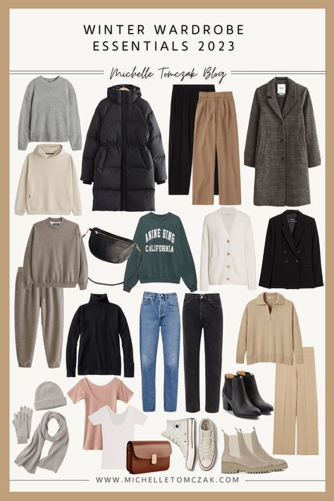 Winter Wardrobe Essentials 2023 - Michelle Tomczak Winter Outfit Travel, Wardrobe Essentials 2023, Autumn Capsule Wardrobe, Wardrobe Organization, Capsule Wardrobe Women, Winter Wardrobe Essentials, Capsule Wardrobe Outfits, Weather Outfits, Basic Wardrobe