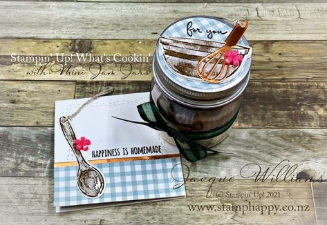 What's Cookin' Mug Cake with the Mini Jam Jars - Stamp Happy, Jacque Williams, Stampin' Up! Demonstrator Jam Jar Ideas, Homemade Mug Cake, Mug Cake Gift, Simple Mug Cake Recipe, Cake Gift, Cooking Measurements, Jam Jars, Jar Ideas, Mini Jars