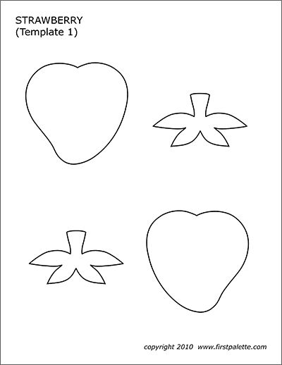 Strawberry | Free Printable Templates & Coloring Pages | FirstPalette.com Printable Strawberry Template, Strawberry Printables Free, Strawberry Felt Pattern, Felt Strawberry Pattern, Strawberry Template Free Printable, Strawberry Svg Free, Straw Drawing, Strawberry Outline, Strawberry Template