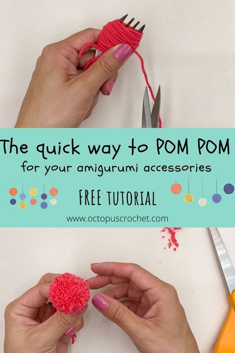 Pom Pom Tutorial, Preemie Crochet, Cheer Pom Poms, Octopus Crochet, Diy Gift For Bff, Different Crochet Stitches, Diy Pom Poms, Pom Pom Maker, How To Make A Pom Pom