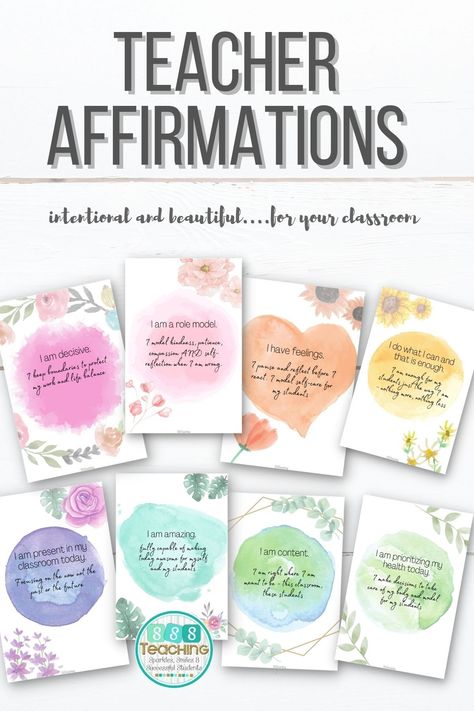 Teacher Affirmations can be a powerful self care strategy for educators. Positive teacher affirmations can help you ground yourself and reflect on your role. Many of these teacher affirmations can be applied to distance learning! Let's look at teacher affirmations - how to use them and what ... Positive Affirmation For Teachers, Teacher Affirmations Teaching, Words Of Affirmation For Teachers, Printable Positive Affirmations For Teachers, Teacher Positive Affirmations, Teacher Affirmations Encouragement, Teacher Positivity, Positive Affirmation Activities, Motivation For Teachers