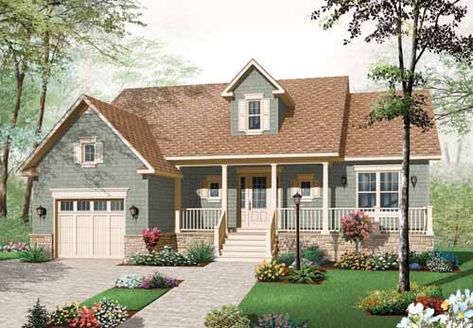 Country Style House Plans Brown Roof, Country House Plans, House Plan, House Colors, Country House, Roof, House Plans, Landscaping, Garage