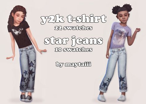 Sims 4 Kids Cc, Jeans For Kids, Kids Maxi, Sims Baby, Sims 4 Cc Kids Clothing, The Sims 4 Pc, Pelo Sims, Y2k T Shirt, Sims 4 Children