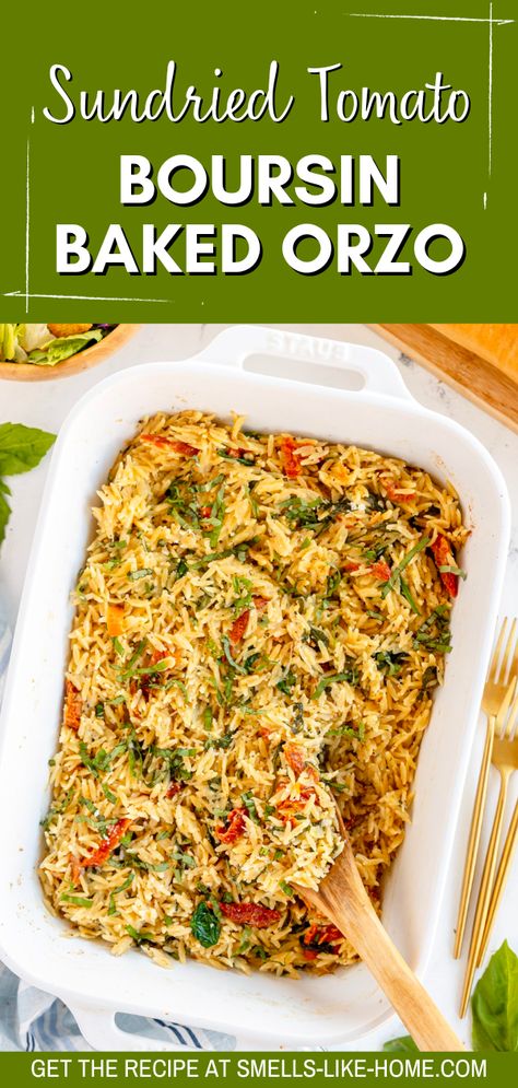 Orzo Recipes With Sundried Tomatoes, Boisin Cheese Orzo, Roasted Veggie Orzo Bake, Asian Orzo Recipes, Creamy Sundried Tomato Orzo, Orzo Pasta Sundried Tomatoes, Orzo Sundried Tomato Chicken, Chicken Sausage With Orzo Boursin, Grape Tomatoes And Boursin