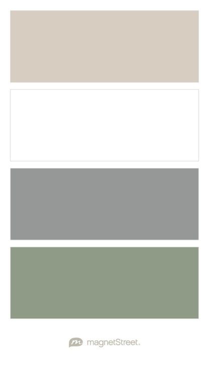 Green Gray And Cream Bedroom, White Gray Green Color Palette, Gray Green Neutral Living Room, Olive Green White Bedroom, Green Gray White Bedroom, Bedroom Gray And Green, Color Pallets With Sage Green, Green Gray Cream Color Scheme, Sage And Gray Color Palette