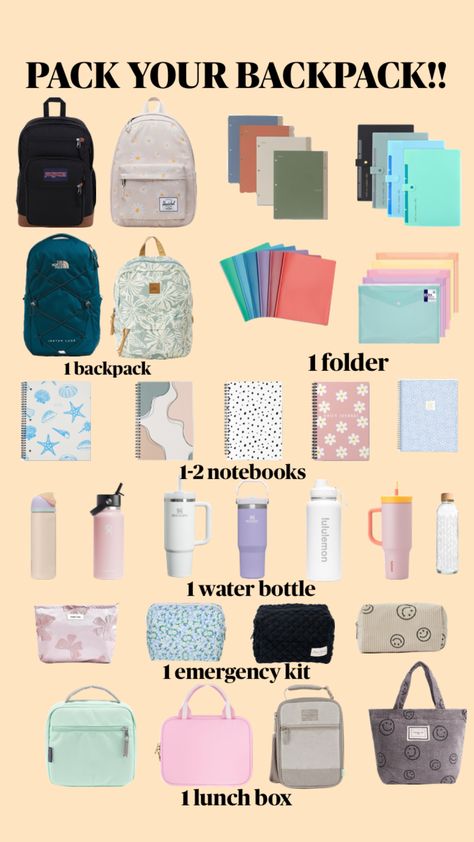 Pack your backpack!! #backtoschool Cute Backpacks For School, School Backpack Essentials, School Survival Kits, After School Routine, School Bag Essentials, Backpack Essentials, Challenge Games, Summer Fun List, School Survival