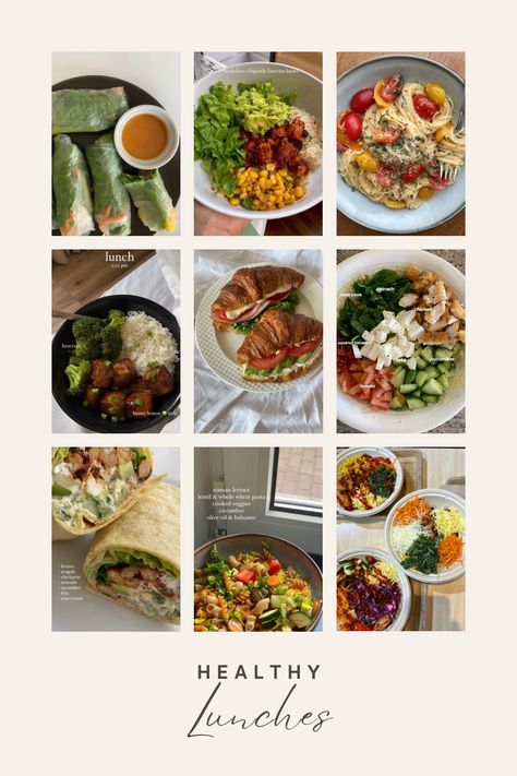 Healthy Aesthetic Lifestyle Food, Clean Girl Lunch Ideas, Summer Lunches For Work, That Girl Lunch Ideas, Clean Girl Lunch, Lunch Ideas For High School, Clean Lunch Ideas, Lunch Bowls Healthy, Corporate Girl Aesthetic