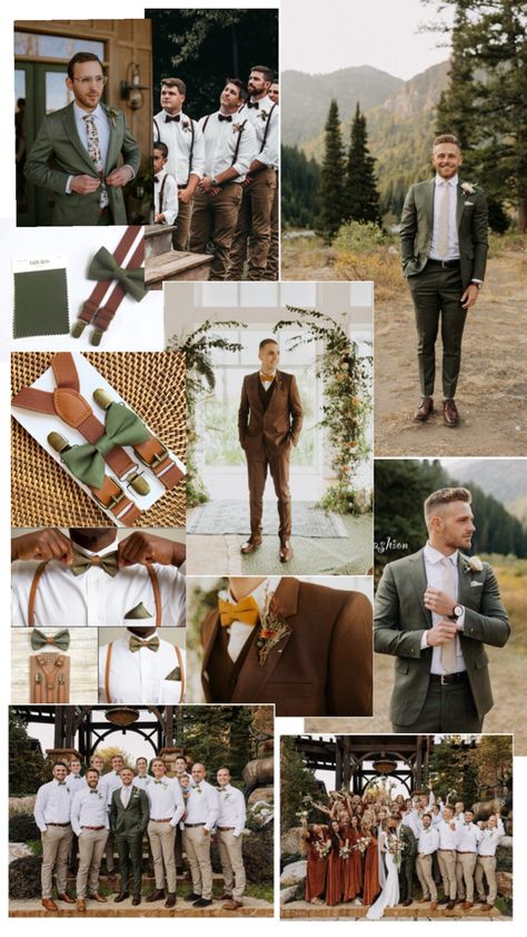 Rustic Boho Wedding Groom Attire, Dark Khaki Groomsmen Attire, Casual Wedding Groomsmen, Rustic Wedding Groomsmen Attire, October Wedding Groom Attire, Groomsmen Fall Wedding Attire, Fall Wedding Groom Attire, Groomsmen Fall Wedding, Khaki Groom