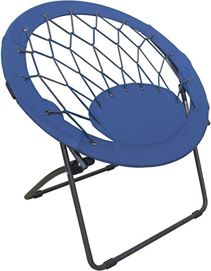 Zenithen Bungee Folding Dish Chair, Blue - Pack of 1 Dish Chair, Bungee Chair, Saucer Chair, Padded Folding Chairs, Sport Chair, Indigo Color, Unique Chair, Lift Recliners, Dorm Bedroom