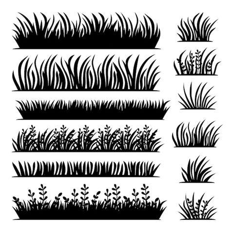 Long and short vector tufts of grass in ... | Premium Vector #Freepik #vector #flower-meadow #grass-pattern #spring-elements #spring-garden Bunny Jumping, Grass Drawing, Grass Vector, Airbrush Stencils, Stair Ideas, Kinetic Typography, Forest Silhouette, Silhouette Tattoos, Leaf Silhouette