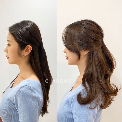 Korean Long Hair, Korean Hair Color, Korean Hair, Haircuts For Medium Hair, Haircuts Straight Hair, Asian Hair, Cut My Hair, Hair Transformation, Aesthetic Hair