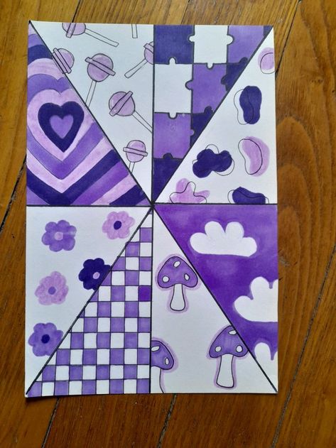 Purple Drawings Easy, Pink And Purple Drawings, Cute Drawings Aesthetic Easy, Grade 5 Art Ideas, Easy Doddleoddle Art, Inspi Dessin Aesthetic, Pics To Draw Easy, How To Make Pastel Colors With Paint, Purple Drawing Aesthetic