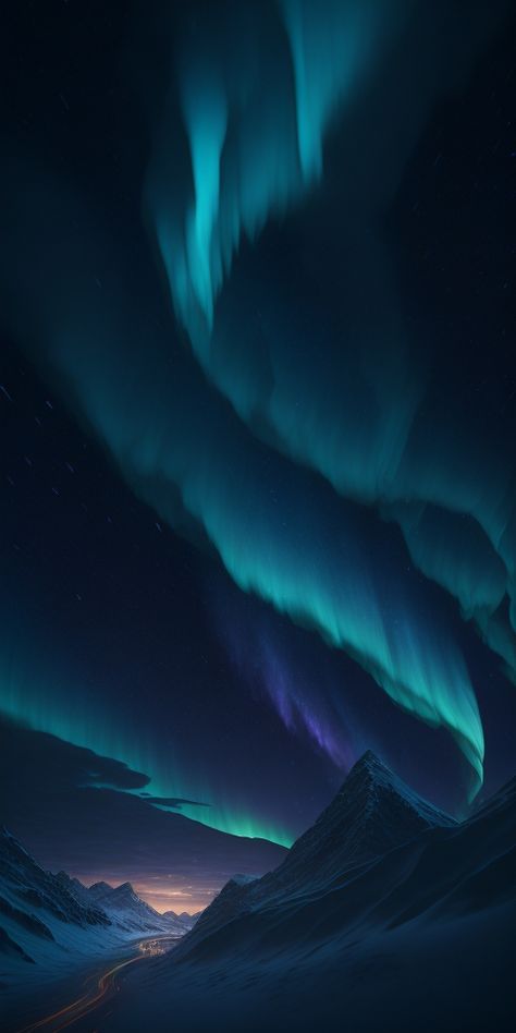 Aurora Phone Wallpaper, Northern Lights Astethic, Winter Inspired Wallpaper, Aurora Lights Wallpaper, Northern Lights Phone Wallpaper, Northern Lights Aesthetic Wallpaper, Blue Green Wallpaper Aesthetic, Dark Blue Nature, Winter Night Painting