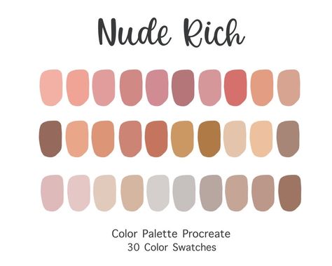 Procreate Tools, Procreate Palettes, Nude Color Palette, Procreate Palette, Procreate Color Palette, Colour Pallets, Color Palette Challenge, Color Pallete, Color Schemes Colour Palettes