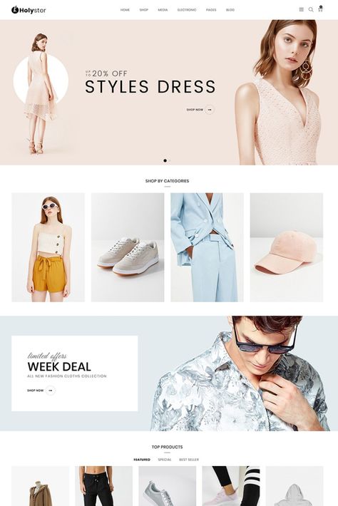 Holyster - Fashion WooCommerce Theme Fashion Web Design, Fashion Website Design, Online Store Design, Fashion Poster Design, Fashion Banner, Dropshipping Store, Fashion Layout, Ad Fashion, Shopify Dropshipping