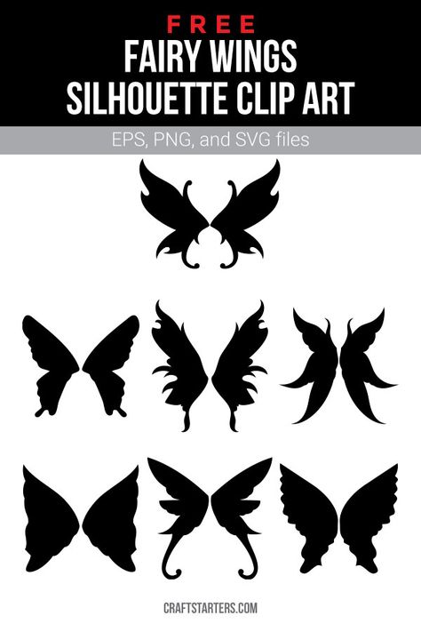 Diy Dark Fairy Wings, Fairy Artificer, Fairy Branding, Fairy Wings Template, Fairy Wing Designs, Dark Fairy Wings, Black Fairy Wings, Wing Silhouette, Diy Butterfly Costume