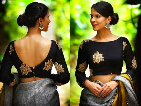 Plain Silk Blouse Designs, Trending Blouse Designs, Trending Blouse, Saree Jacket Designs, India Saree, Indian Blouse Designs, Blouse Lehenga, Boat Neck Blouse Design, Sari Design