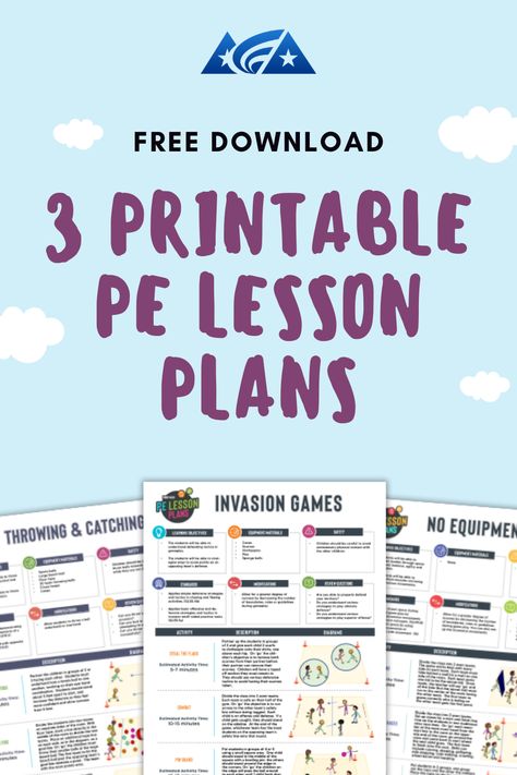 Attention PE Teachers! Download 3 printable PE lesson plans for Kindergarten to 8th grade! Pe Lesson Plans Elementary, Homeschool Pe Ideas, High School Pe, Lesson Plans For Kindergarten, Physical Education Lesson Plans, Pe Lesson Plans, Elementary Physical Education, Elementary Pe, Physical Education Lessons