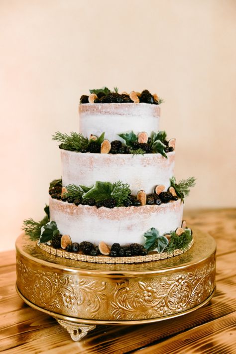 Rustic Elegant Italian Wedding Reception, Three Tier Semi Naked Wedding Cake Decorated with Greenery and Figs Elegant Italian Wedding, Wedding Cake With Greenery, Cake With Greenery, Italian Wedding Reception, Italian Wedding Cake, Semi Naked Wedding Cake, Feasting Table, Italian Wedding Cakes, Warm Color Palette