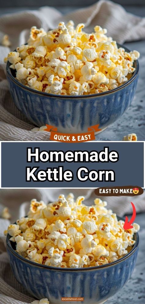 This homemade Kettle Corn is the BEST homemade Kettle corn recipe you are going to find! I say that as a kettle corn fanatic! Easy Kettle Corn Recipe, How To Make Kettle Corn, How To Make Kettle Corn At Home, Healthy Kettle Corn Recipe, Kettle Corn Recipe Homemade, Kettle Corn Recipe Microwave, Diy Kettle Corn, Kettle Corn Popcorn Recipe, Homemade Kettle Corn