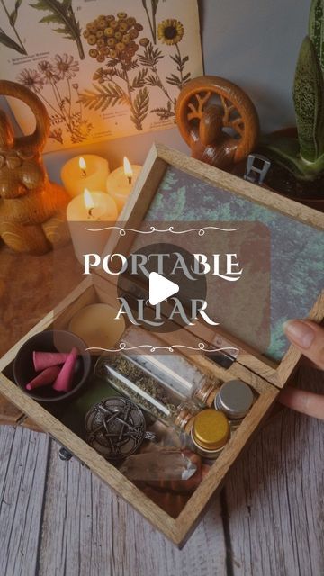 Witch & Wiccan on Instagram: "Ever thought about taking your spiritual practice with you?  Portable altars are a game-changer for modern witches and pagans on the go! (Although they have been around for a long time!)  They allow you to practice your craft anywhere, bringing a sense of sacred space with you. Perfect for travel, small spaces, or discreet practice, these mini-altars can be personalized with your favorite crystals, herbs, or deity symbols.  Plus, they’re easy to store and set up, making your practice more adaptable and intimate.  Do you have a portable altar? Lidia 💕💕 ▬▬▬▬▬ EXPAND YOUR KNOWLEDGE AND SUPPORT MY WORK   📚Get my books📚 ✔️The Complete Grimoire ✔️The Path of the Witch ✔️The Untamed Witch   Links in Bio!⁠ ▬▬▬▬▬ Original post Repost with credit ▬▬▬▬▬ Every witch i Diy Travel Altar, Portable Altar Ideas, Simple Witch Altar, Travel Altar Ideas, Small Witch Altar, Deity Symbols, Altar Ideas Witchcraft, Wiccan Altar Ideas, Witchy Altar Ideas