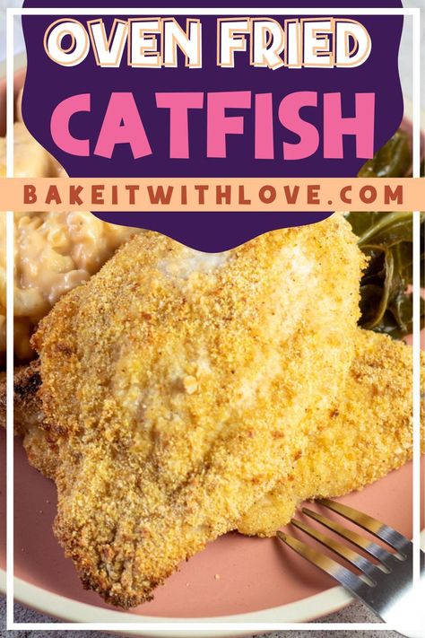 Oven Fried Catfish Recipe Fried Catfish Dinner Sides, Baked Catfish Fillets, Oven Fried Catfish, Baked Catfish Recipes, Fried Catfish Recipe, Catfish Dinner, Catfish Fillets, Fried Catfish Recipes, Baked Catfish