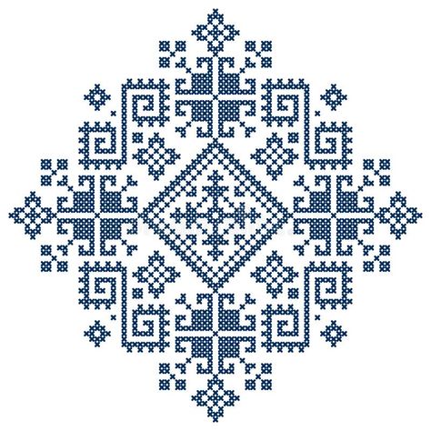 Traditional cross-stitch vector pattern - styled as the folk art Zmijanje embroidery designs from Bosnia and Herzegovina. Retro ethnic geometric Blakan ornament royalty free illustration Cruz Vector, Dekorasi Bohemia, Ethnic Pattern Design, Cross Stitch Geometric, Geometric Embroidery, Beautiful Cross Stitch, Cross Stitch Borders, Folk Embroidery, Embroidery Motifs