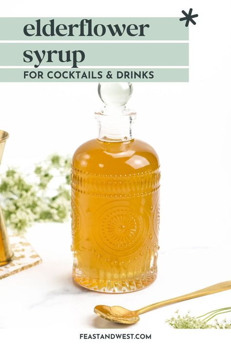 Elevate your dishes with this delicious elderflower syrup recipe. Explore a burst of floral flavor in cocktails, desserts and more. Elderflower Syrup Recipe, Elderflower Drink, Elderflower Recipes, Elderflower Tea, Elderflower Syrup, Bartender Recipes, Simple Syrups, Elderflower Cordial, Lavender Syrup