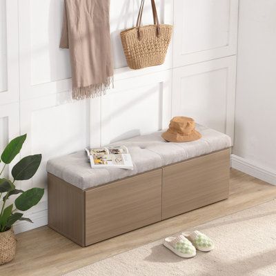 Upgrade your entryway with the 49" Shoe Storage Bench, a perfect blend of style and functionality. This shoe cabinet features a user-friendly design with four gas struts, ensuring safe and smooth door operation while minimizing the risk of pinching or collisions. The two pull-down style doors drop vertically, making it ideal for narrow spaces.Perfect for any home, this shoe storage bench is an ideal addition to hallways, entryways, stairwells, or children's rooms, offering practical storage solu Storage Bench Entryway, Shoe Storage Bench Entryway, Shoe Cabinet Entryway, Bench Entryway, Shoe Storage Bench, Entryway Cabinet, Entryway Bench Storage, Entryway Shoe, Entryway Storage