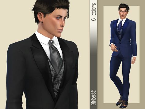 A very special suit for a unique occasion. Your Groom will be the more fashion groom of ever. New mesh by me, comes in 6 colors all on blue and black tones. Base game compatible. Found in TSR... Marriage Clothes, Black And White Wedding Theme, Wedding Tux, Royal Blue Suit, Suit Pin, Free Sims, Black Tones, Wedding Suits Groom, Sims 4 Downloads