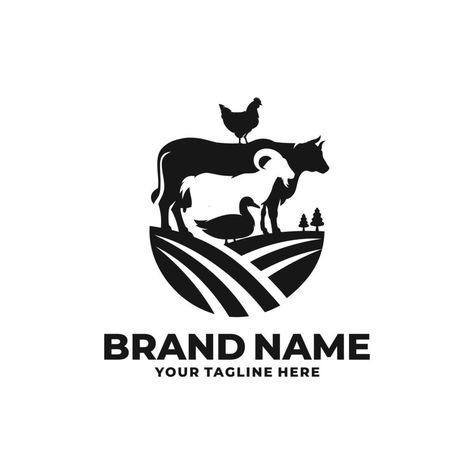 Farm animal logo vector Logo For Farm Business, Livestock Logo Design, Goat Farm Logo Design, Farm Logo Design Branding, Poultry Farm Logo, Farm Logo Design Ideas, Agro Logo, Farm Logo Inspiration, Farming Logo