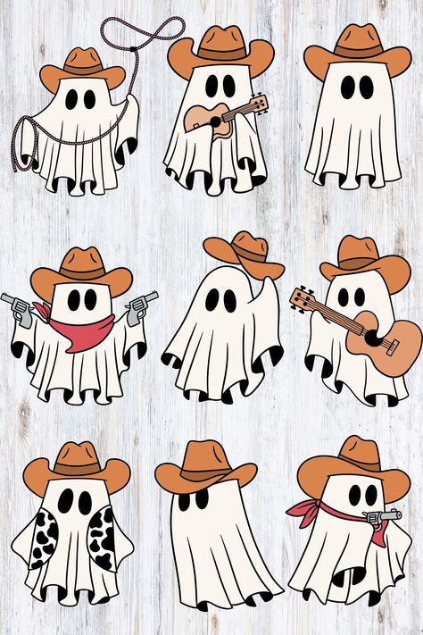 Western 'Boo-Haw' ghost Halloween printable wall art that would be an adorable addition to your Halloween decor this year! Never too early to stock up on those decorations early for the upcoming fall season 🤎👻Please note this is a digital download product and no physical item will be sent to you. Your digital files are available for download immediately after purchase! You will recieve 5 digital file sizes of the biggest ratio I have listed in the photo listing, so you can size down if needed to what size you are wanting to print Thank you so much and if you have any questions do not hesitate to ask! Halloween Wooden Cutouts, This Is Halloween, Western Halloween Decor, Halloween Decorations Printables, Halloween Decor Cricut, Ghost Animals, Western Pics, Cow Ghost, Fun Halloween Decorations