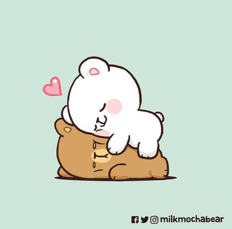 Milk And Mocha Bear Holding Hands, Mocha Milk, Milk And Mocha, Milk Mocha, Mocha Bear, Images Emoji, Bear Gif, Sleep Love, Whatsapp Sticker