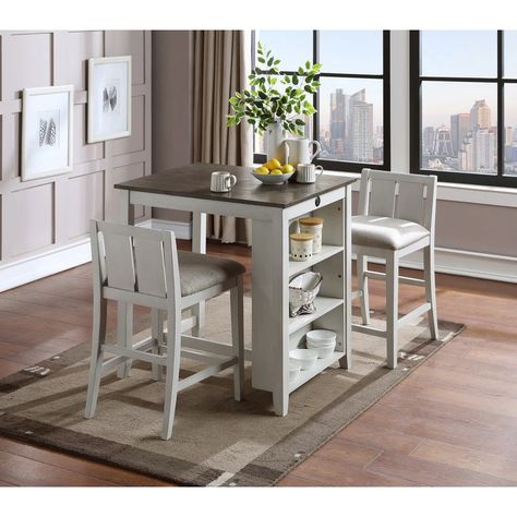 New Classic Furniture Granderson 3-piece Storage Counter Set - Overstock - 39150139 New Classic Furniture, Breakfast Nooks, Solid Wood Chairs, Solid Wood Dining Set, Comfortable Place, Counter Table, Counter Height Table, Counter Height Dining Sets, Small Dining