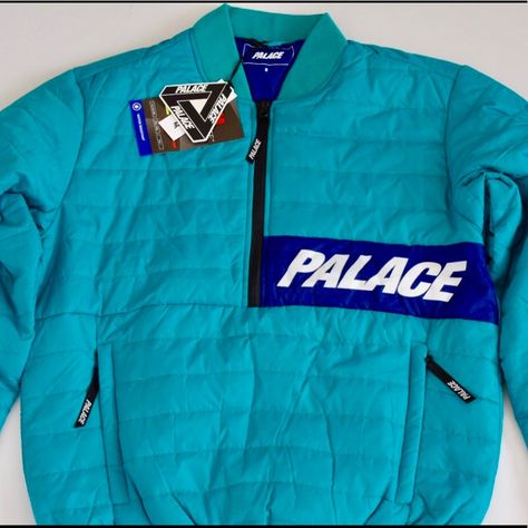 Palace Skateboards Half Zip Packer Thinsulate Jacket Teal S Fw17. Condition Is New With Tags. ~Always Genuine~ Palace Clothing, Palace Skateboards, Hockey Jersey, Half Zip, Adidas Jacket, Palace, Skateboard, Mens Jackets, Color Blue