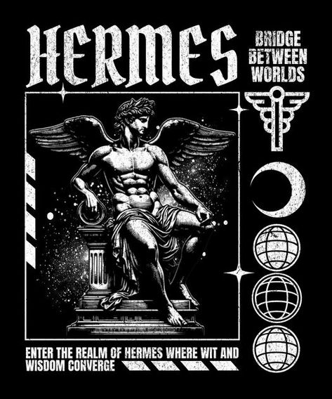 Hermes ancient greek god T-Shirt Design Template Greek Tshirt Designs, Shirt Design Ideas Graphic T, Grunge Tshirt, Graphic Shirt Design, Ancient Greek Gods, Greek Shirts, T Shirt Design Template, Greek Design, Greek Sculpture