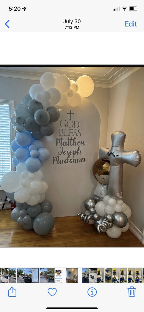 Boy Communion Centerpieces, Boys Communion Decor, Communion Centerpieces For Boys, Boy And Girl Baptism Decorations, First Communion Balloons, First Communion Centerpieces For Boys, First Communion Boy Decorations, First Communion Ideas For Boys, Boy First Communion Ideas Decoration