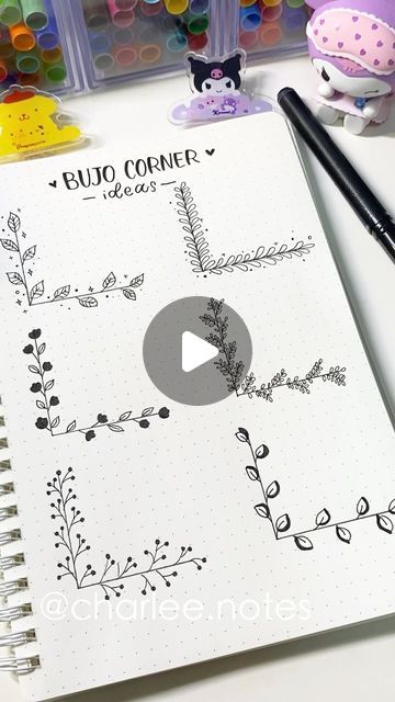 Design For Notes Ideas Easy, Note Doodle Ideas, Doodle Corner Ideas, Doodle Corner Borders, Drawing Ideas Easy Doodles Art Journals Simple, Easy Aesthetic Drawing Ideas, Corner Designs Border, Illustration Board Design Ideas, Border Ideas Aesthetic