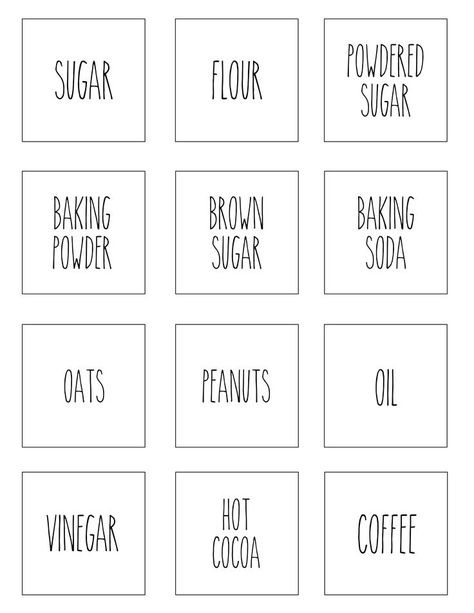 pantry labels printable rae dunn font sugar flour spices organization amazon label Cricut Pantry Labels Svg Free, Label Bumbu Dapur Printable, Organization Label Ideas, Kitchen Labels Printables Free Editable, Pantry Label Ideas, Condiments Labels Printable, Editable Pantry Labels, Pantry Labels Template, Pantry Labels Svg